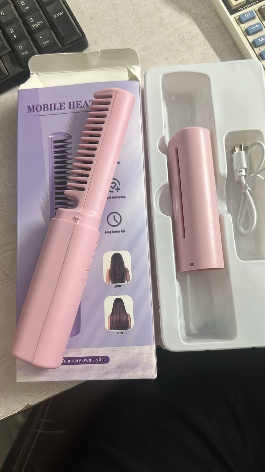 Meneflix Portable Mini cordlss rechargeable Hair Straightener Comb