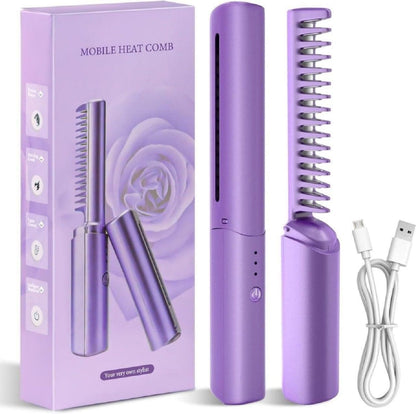 Meneflix Portable Mini cordlss rechargeable Hair Straightener Comb