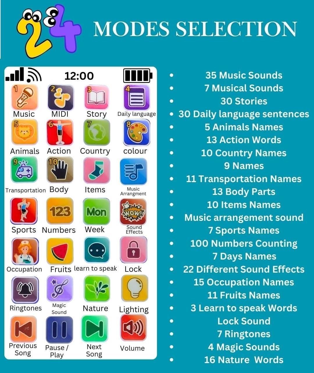 Eduphone 28 Educational Modes, Musical Educational Device with Rechargeable Battery Math, Words, Animals & More for Kids Learning